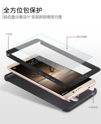 Твърди гърбове Твърди гърбове за Huawei Твърд калъф лице и гръб 360 градуса със стъклен протектор FULL Body Cover за Huawei Mate 10 Lite RNE-L01 / RNE-L21 черен